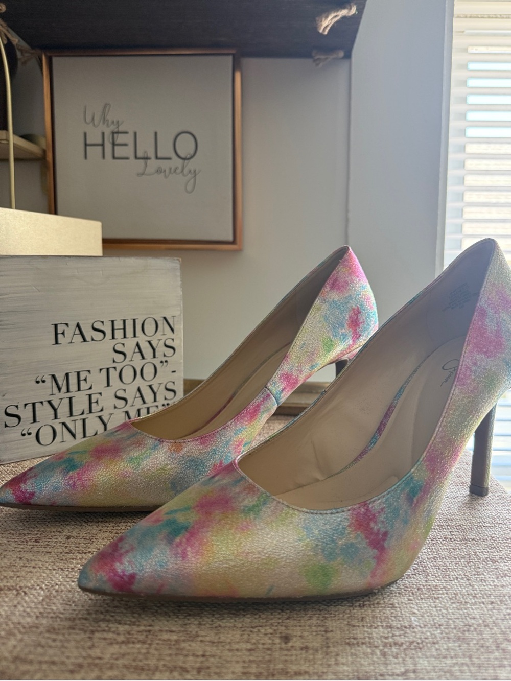 Jessica Simpson Multicolor Pastel Tie-Dye Pointed Toe Pumps